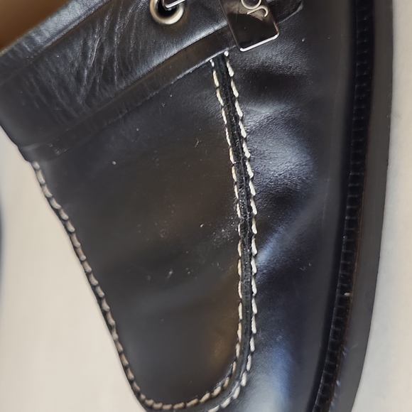 Circa Joan&David black leather white stitching heeled loafer size 9M - Picture 10 of 16